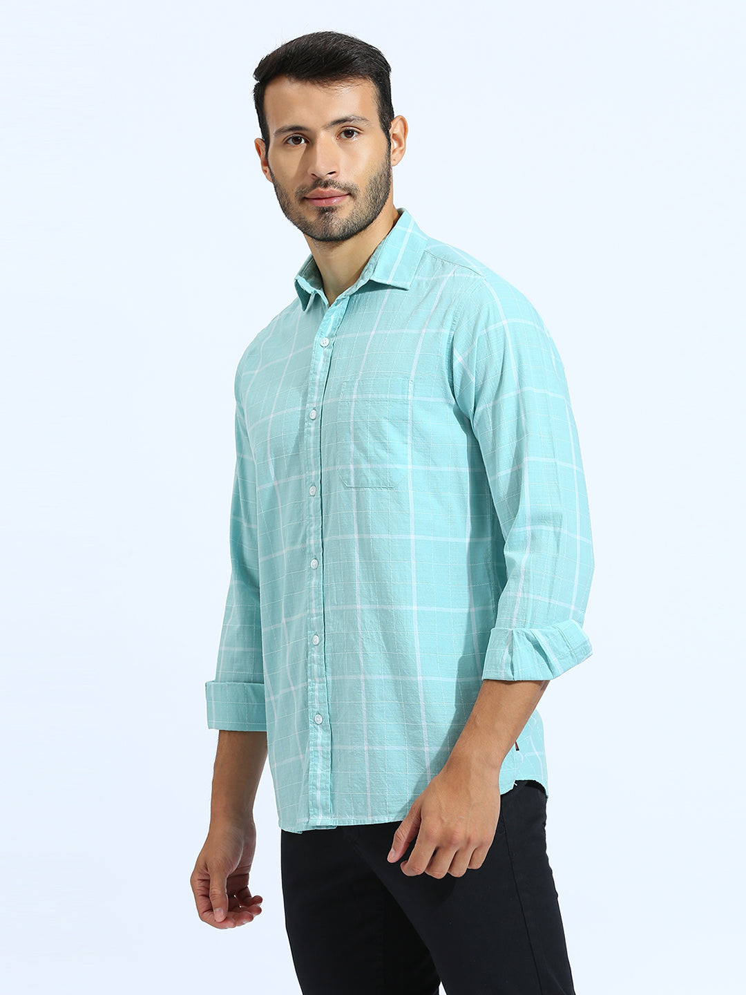 Sea Green checkered Shirt