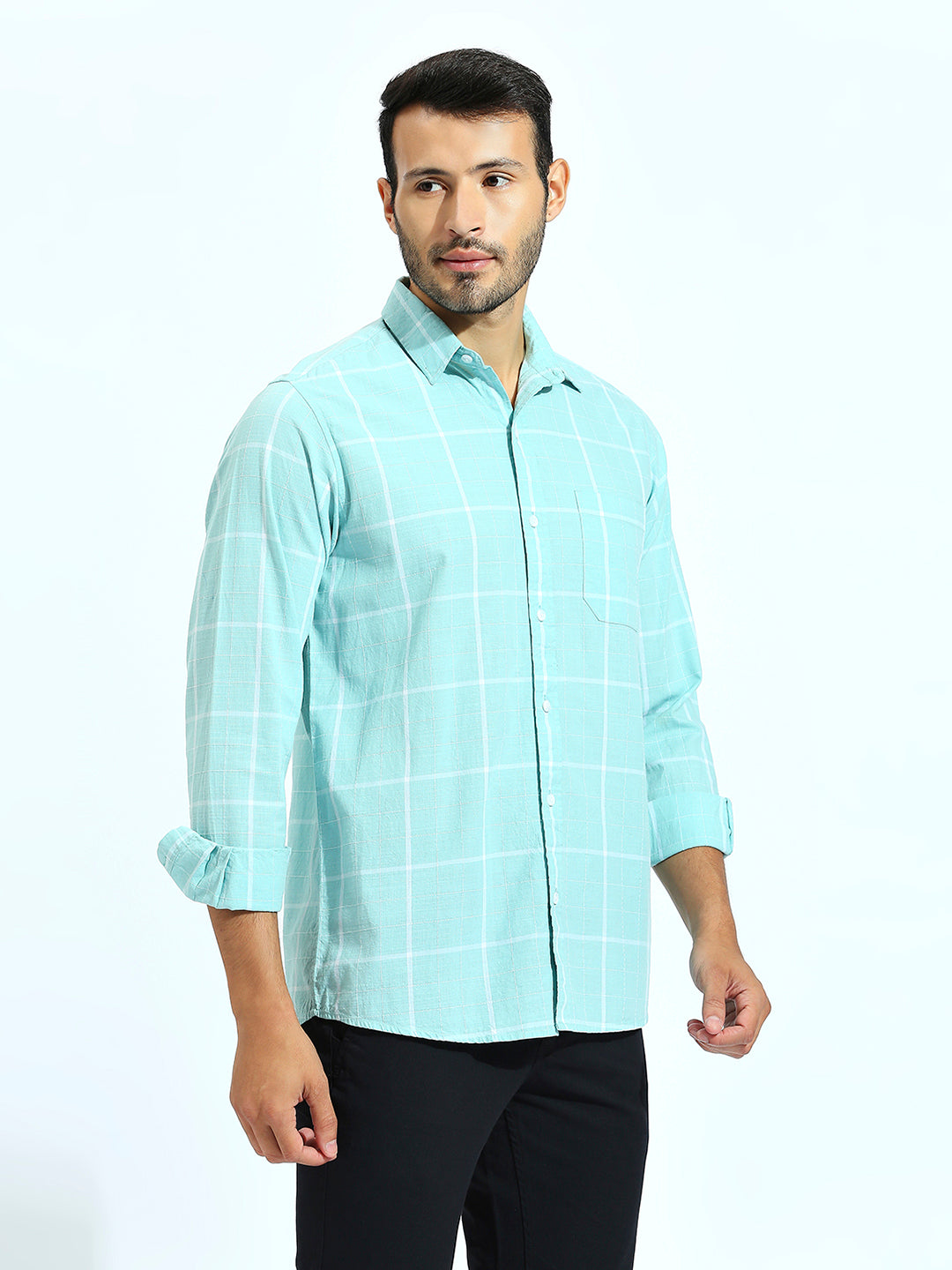 Sea Green checkered Shirt