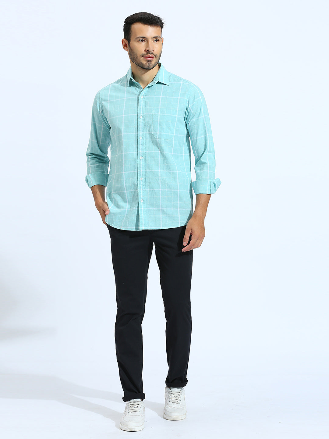 Sea Green checkered Shirt