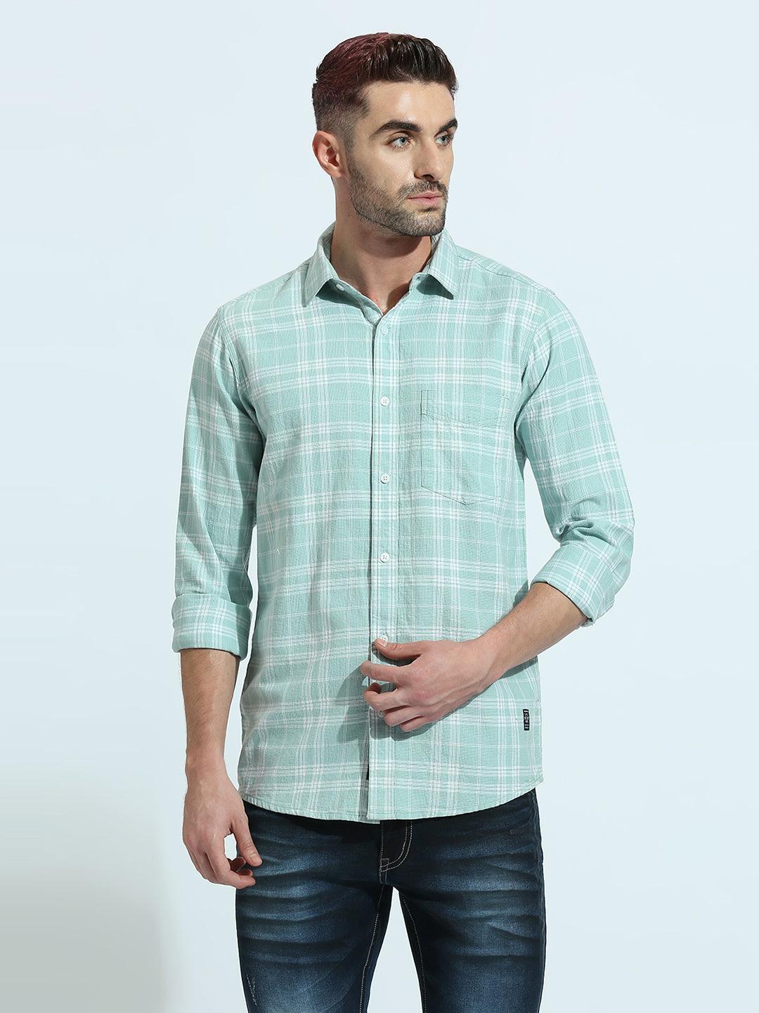 Sea green Checkered Shirt