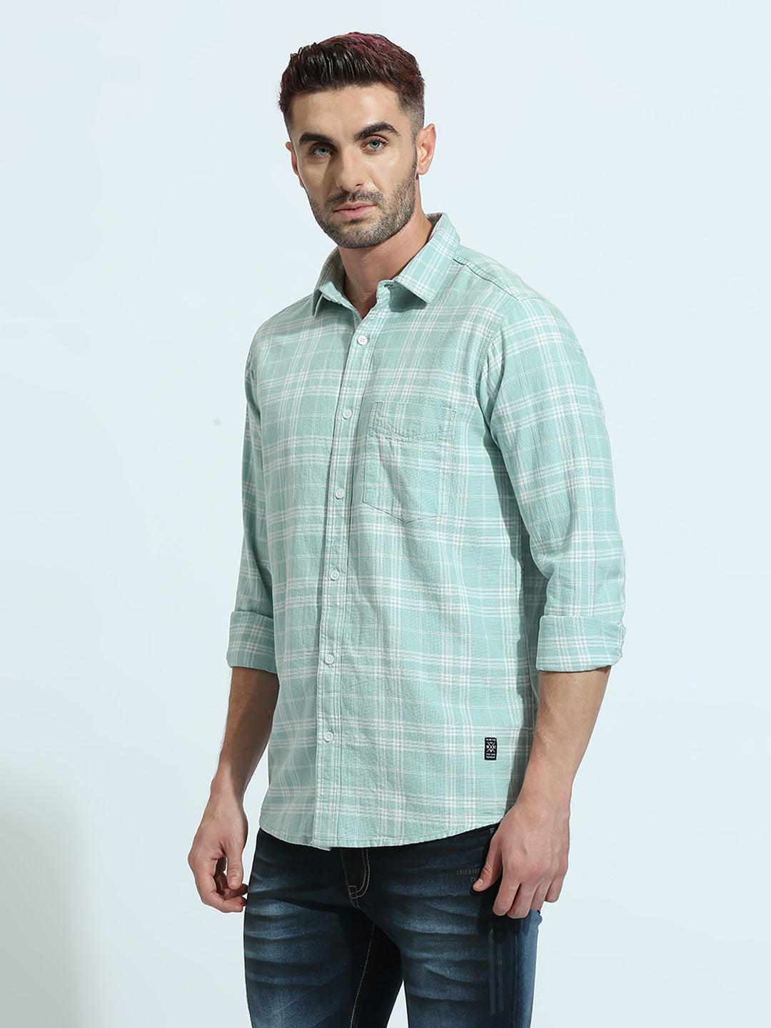 Sea green Checkered Shirt