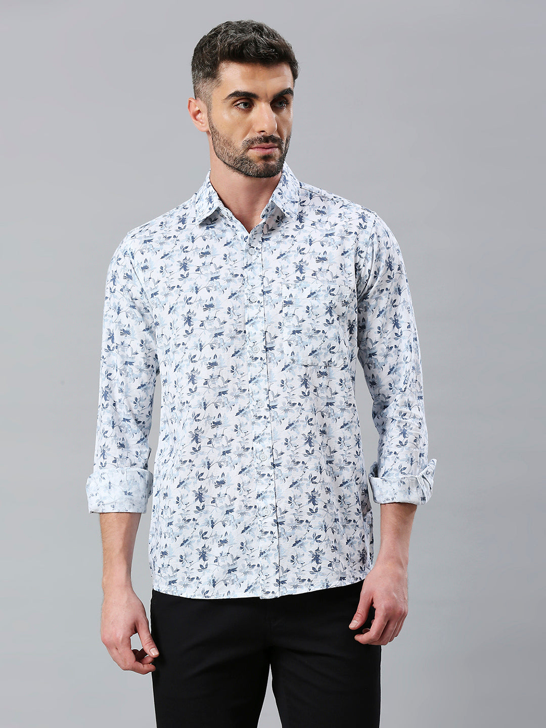 Sky Blue Printed Shirt