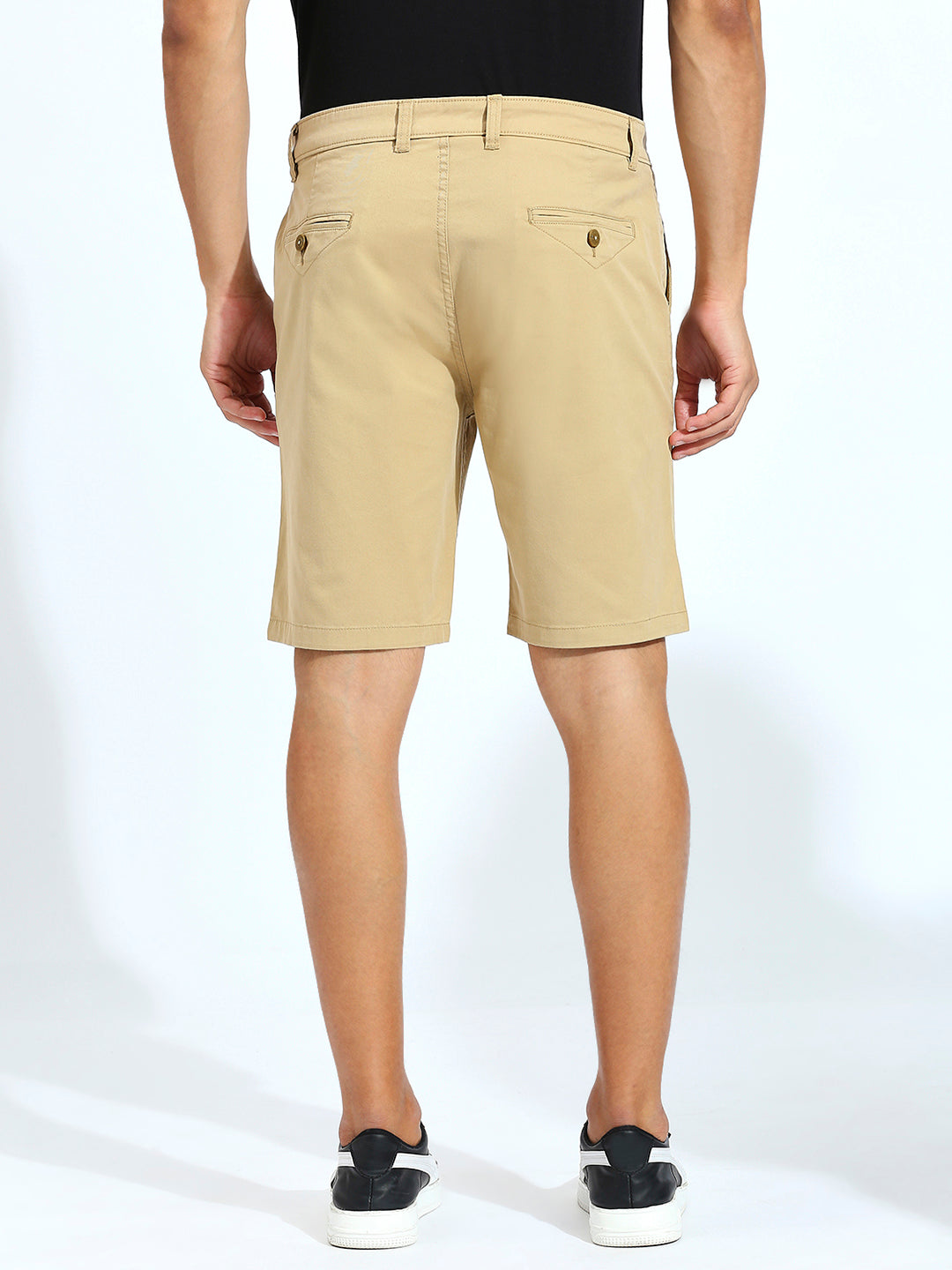 Twill Lycra Khaki Regular Fit Straight Shorts