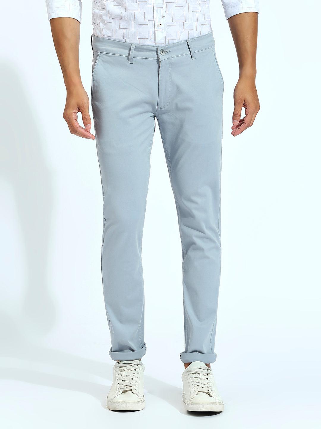Light Blue Tapered Narrow Fit Chino Pants