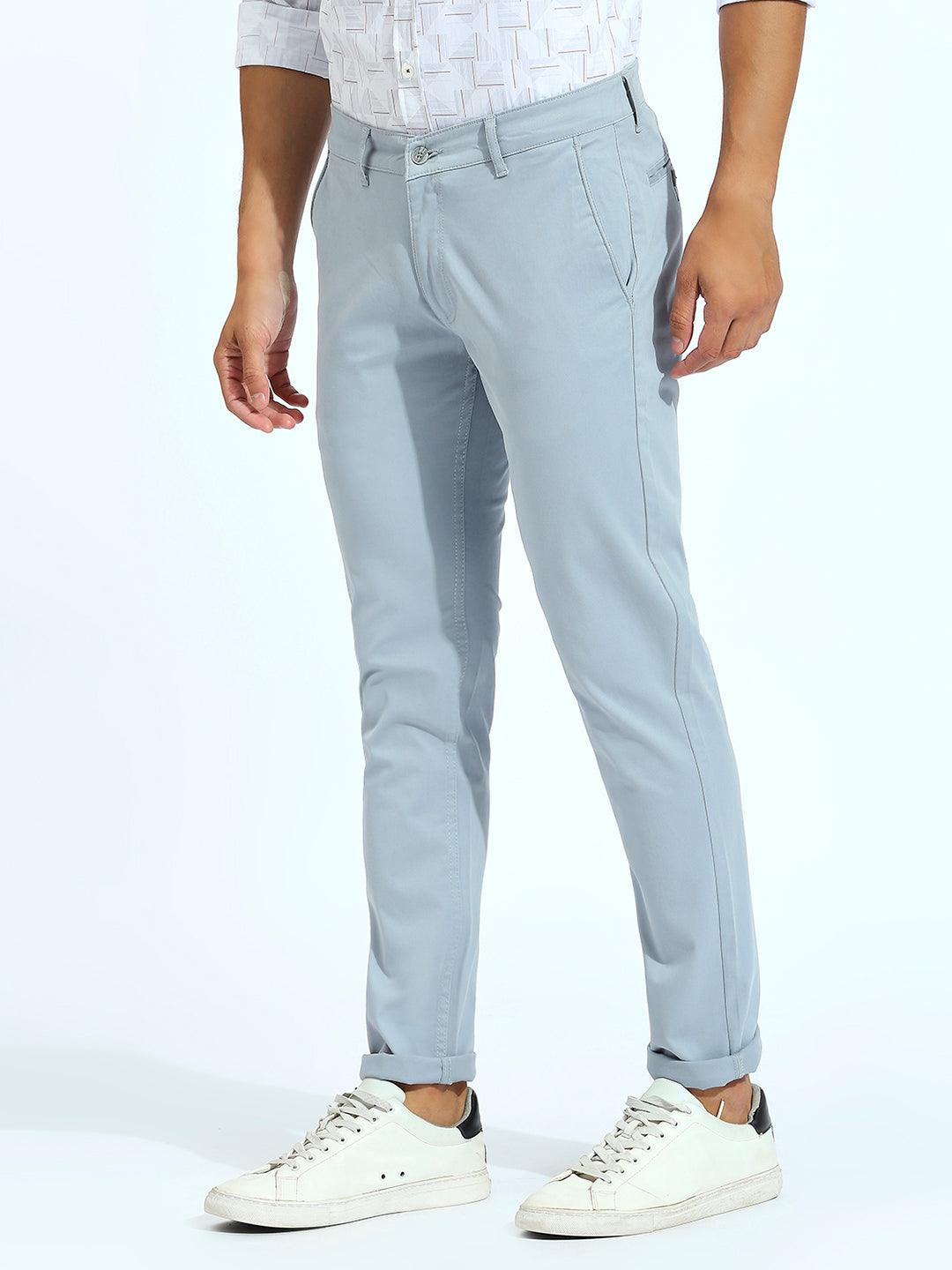Light Blue Tapered Narrow Fit Chino Pants
