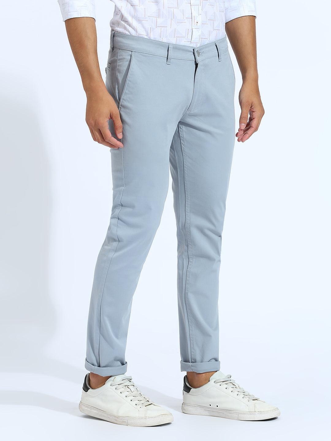 Light Blue Tapered Narrow Fit Chino Pants