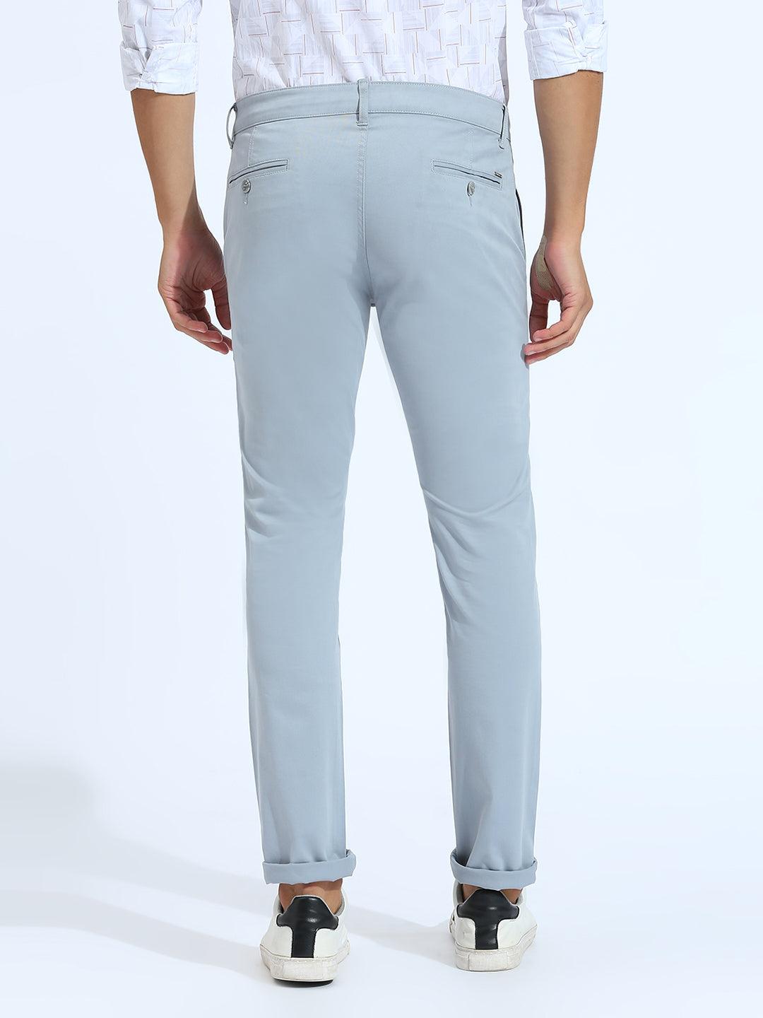 Light Blue Tapered Narrow Fit Chino Pants