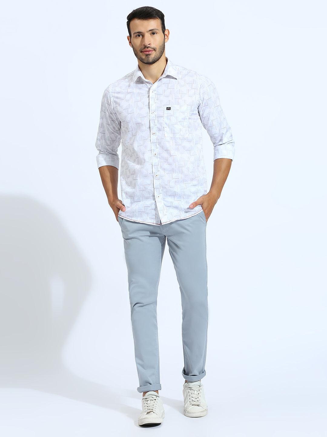 Light Blue Tapered Narrow Fit Chino Pants