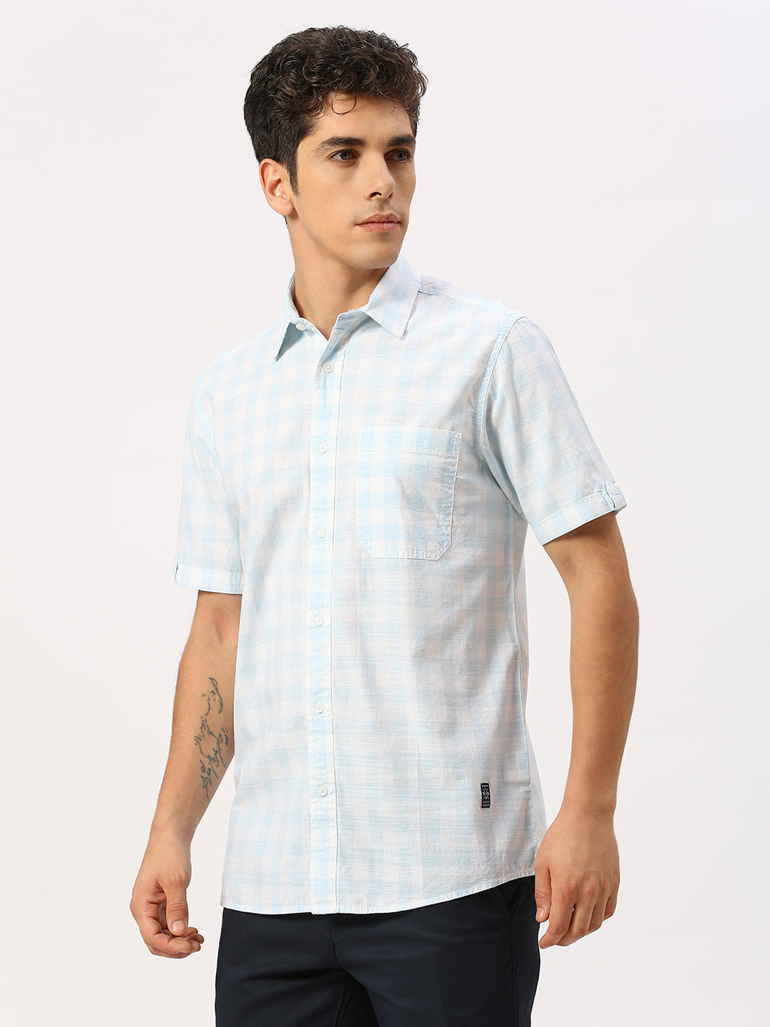 Sky Blue Checkered Shirt