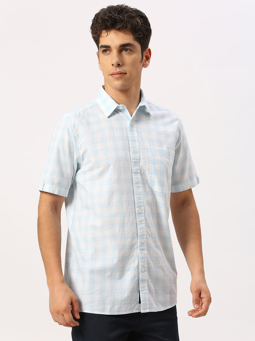 Sky Blue Checkered Shirt