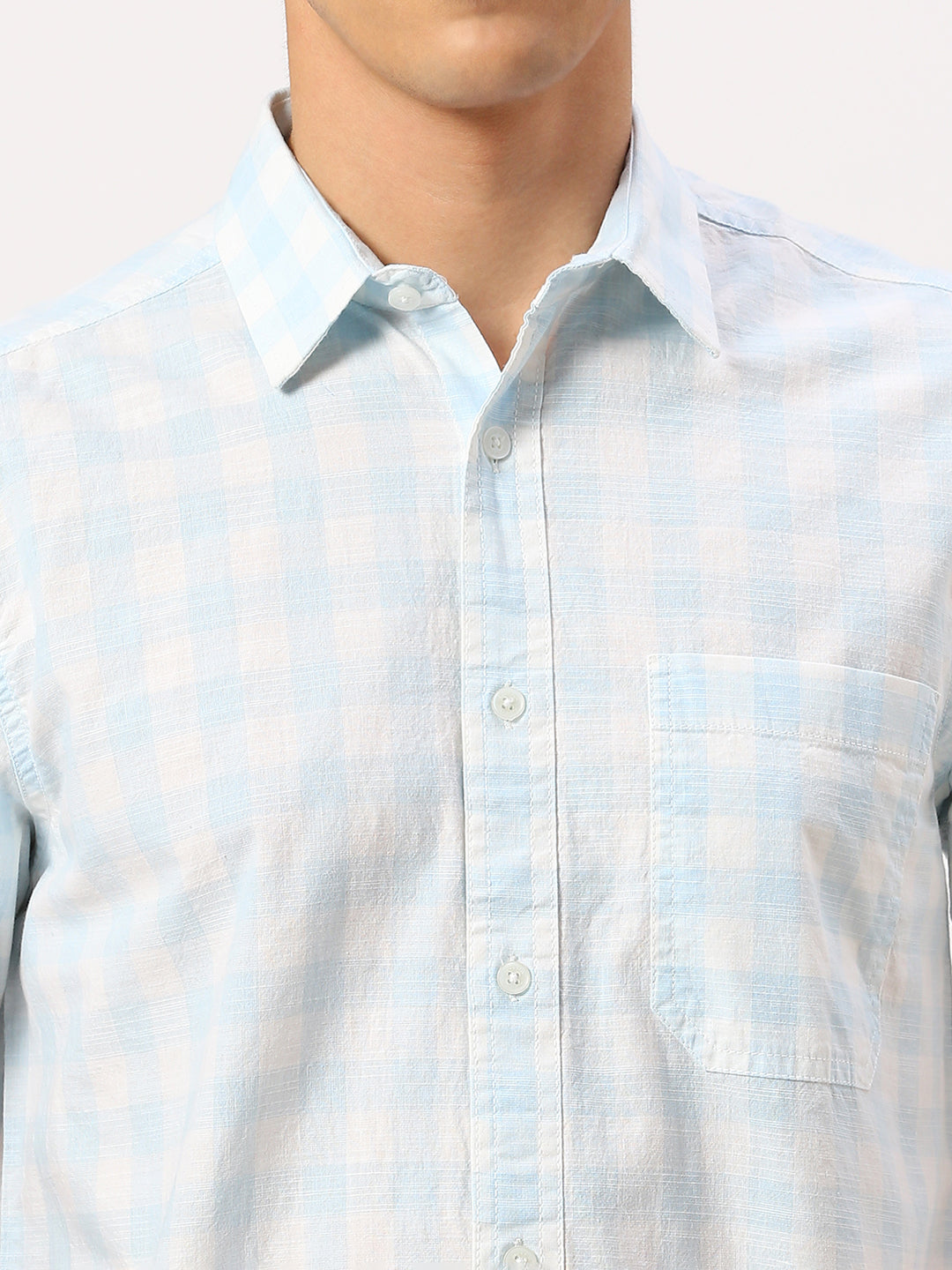 Sky Blue Checkered Shirt