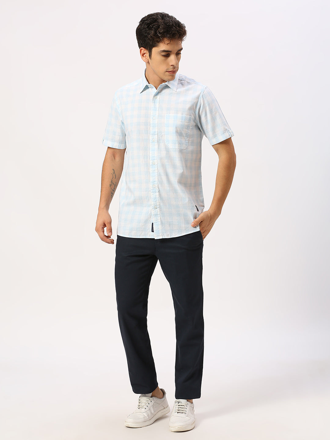 Sky Blue Checkered Shirt