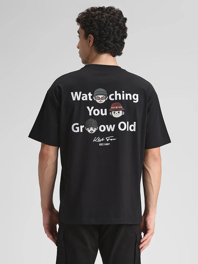 Black Oversize Printed T-Shirt