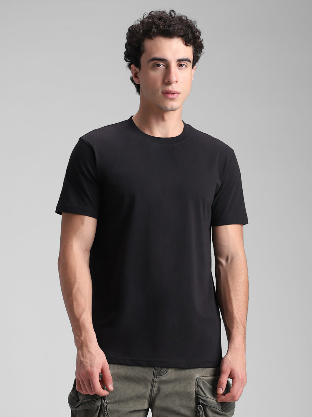 Black Solid Crew T-Shirt