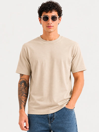 Fawn Solid Crew Neck T-Shirt