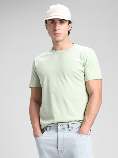 Light Green Solid Crew T-Shirt