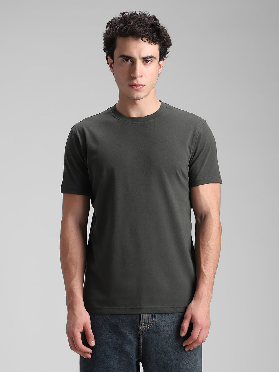 Olive Solid Crew T-Shirt