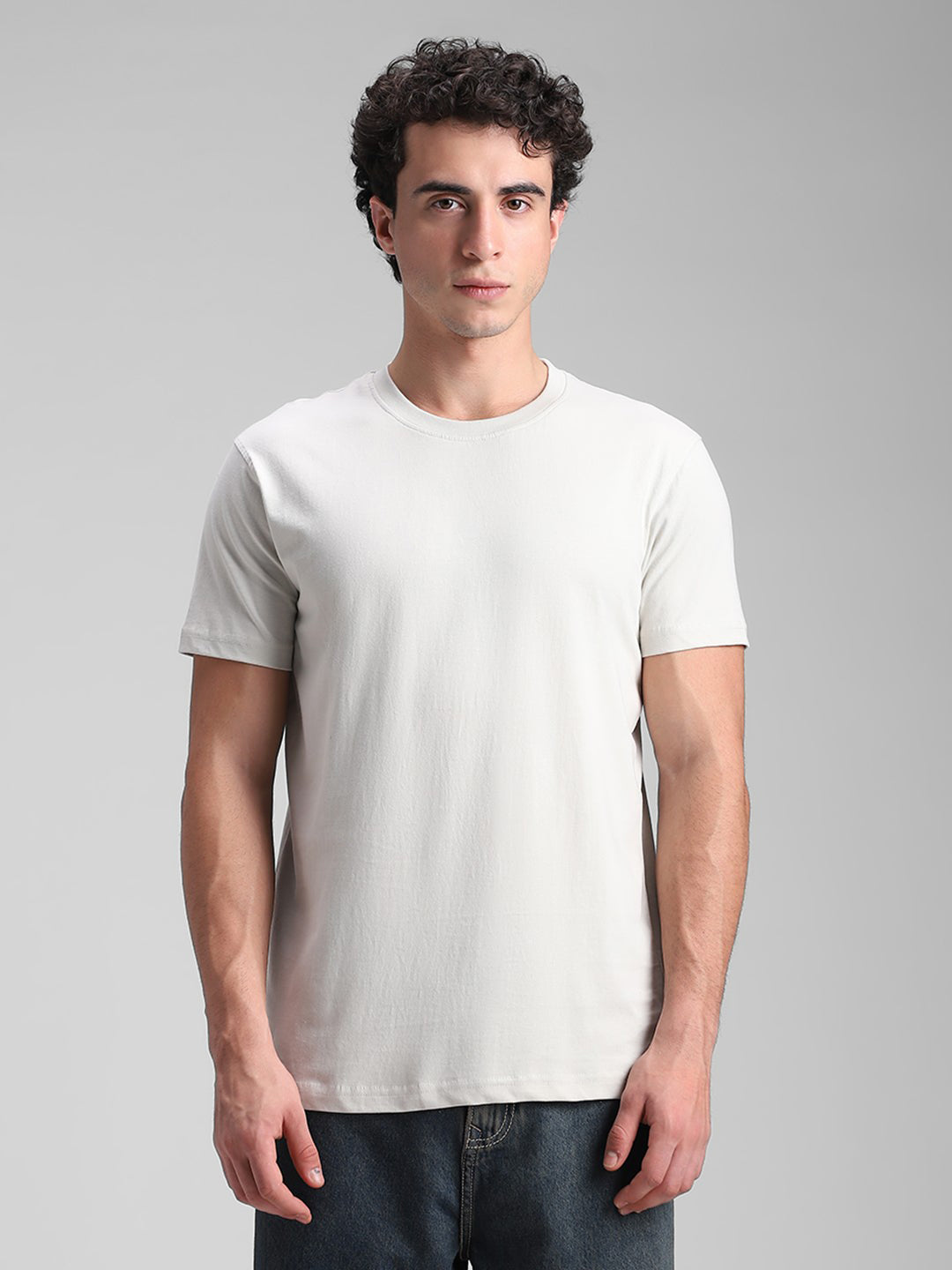 Space Grey Solid Crew T-Shirt