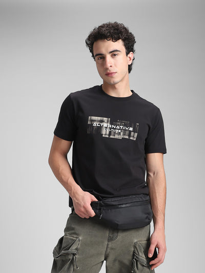 Black Printed Crew T-Shirt