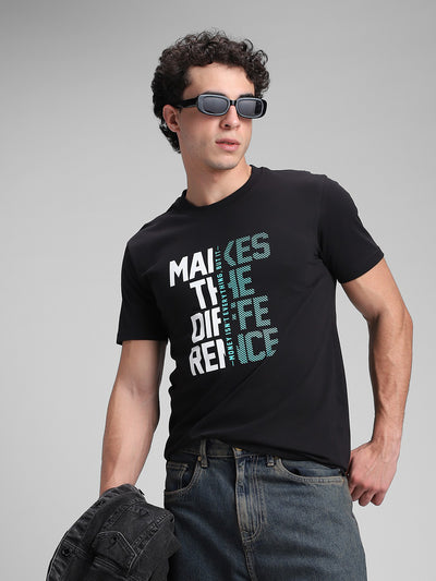 Black Printed Crew T-Shirt
