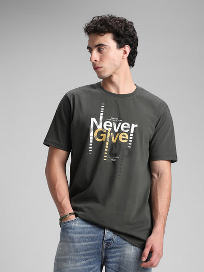Olive Printed Crew T-Shirt