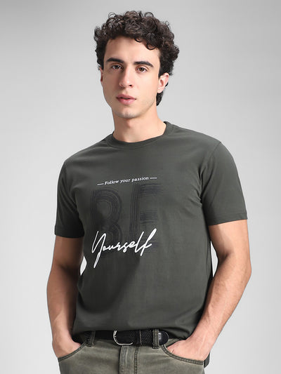 Olive Printed Crew T-Shirt