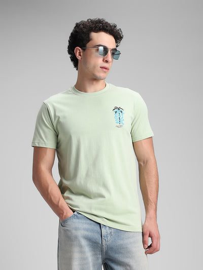 Light Green Backprint Crew T- Shirt