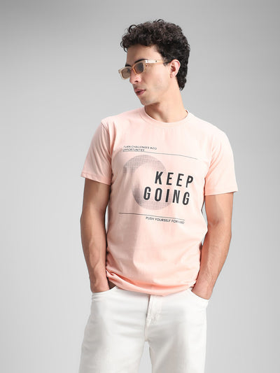 Peach Printed Crew T-Shirt