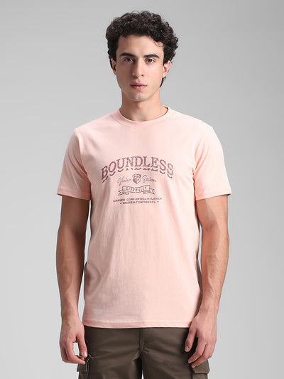 Peach Printed Crew T-Shirt
