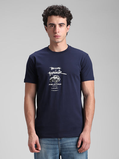 Navy Printed Crew T-shirt