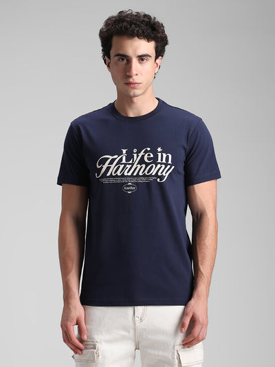 Navy Printed Crew T-shirt
