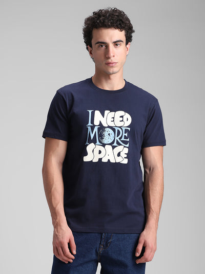 Navy Printed Crew T-shirt