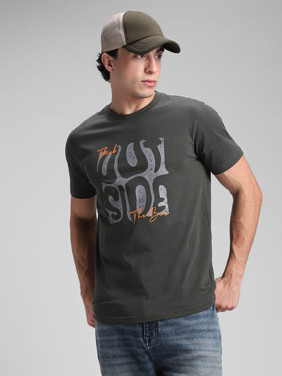 Olive Printed Crew T-Shirt