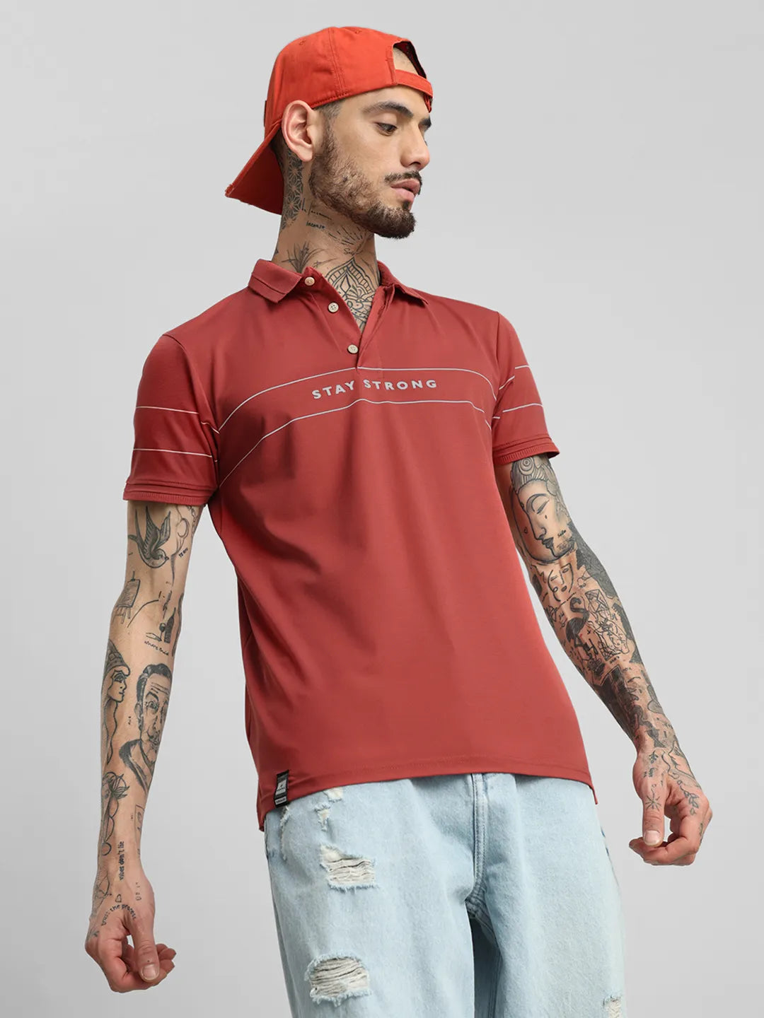 Rust Printed Polo T-Shirt
