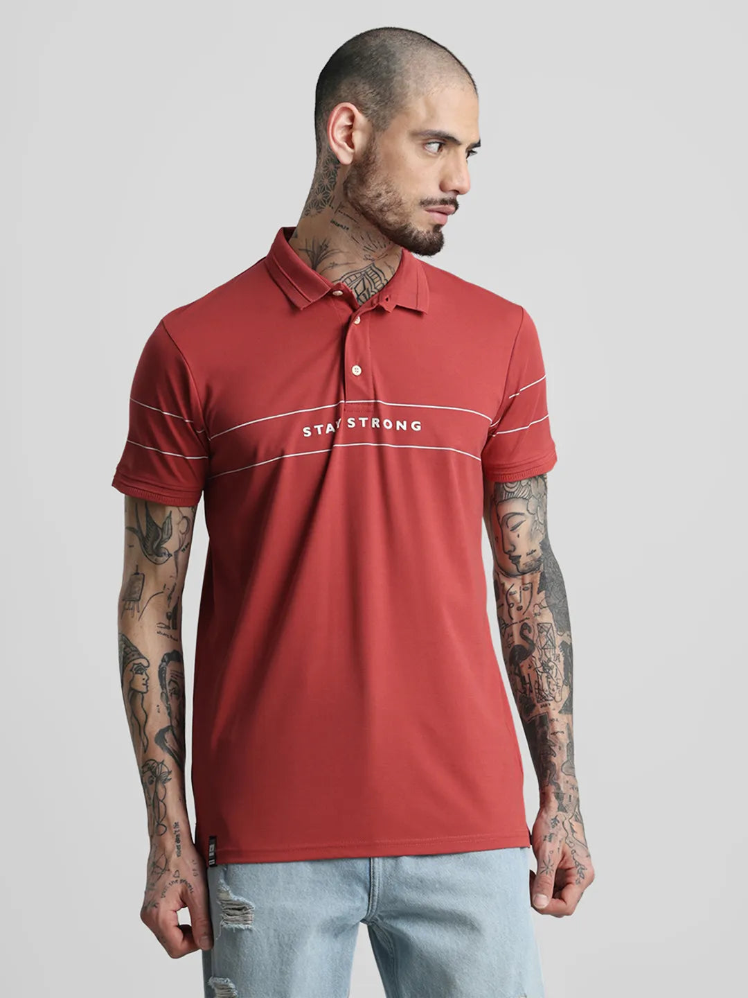 Rust Printed Polo T-Shirt