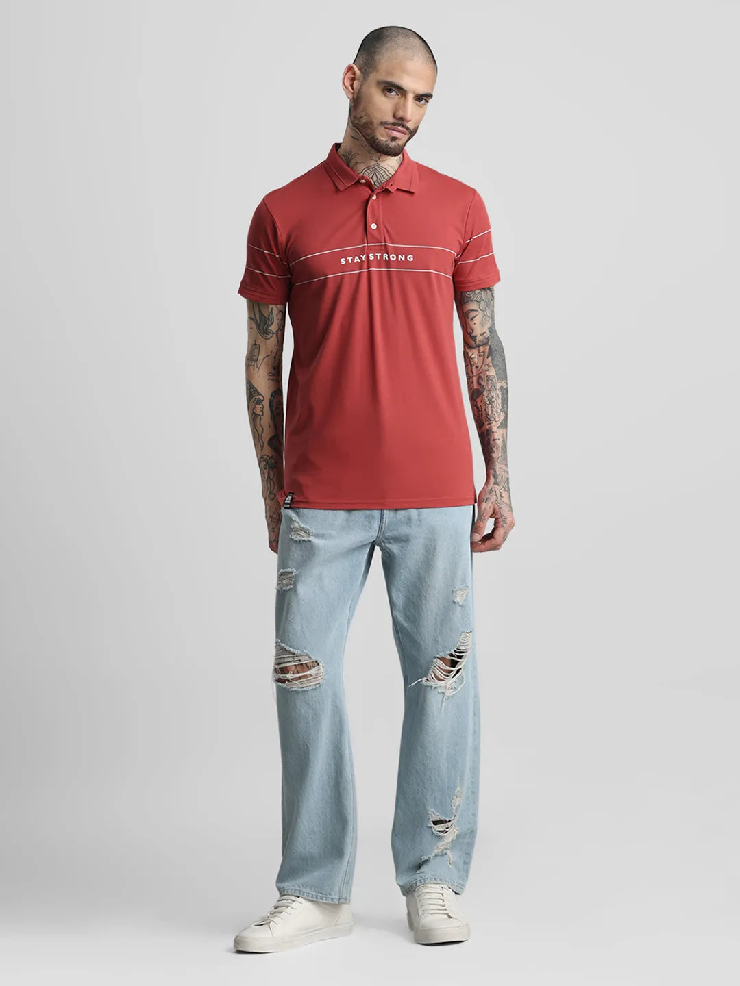 Rust Printed Polo T-Shirt