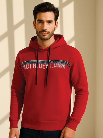 Red Printed Hoodie Sweatshirt