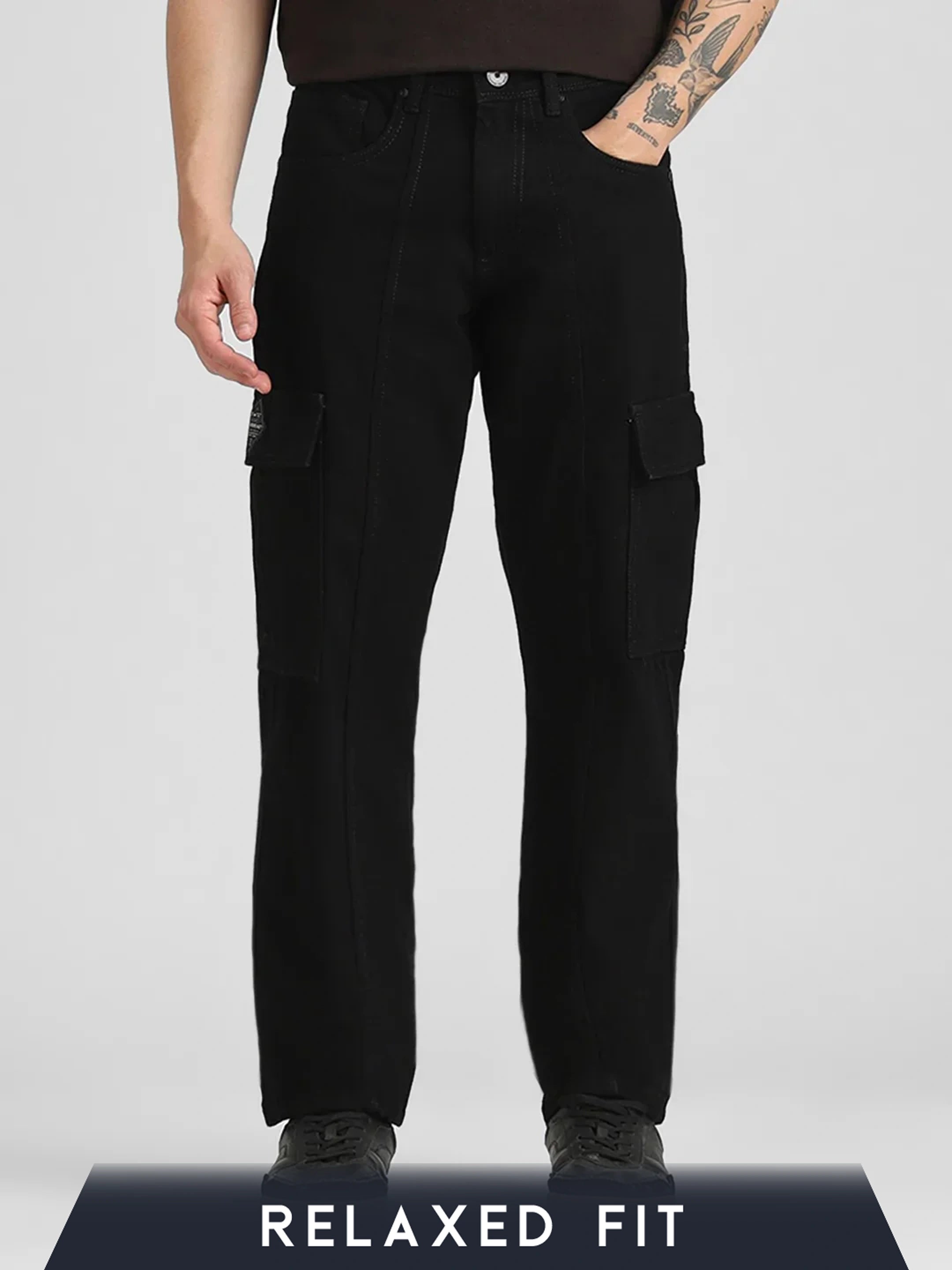 Raw Black Relaxed Fit Denim Cargo