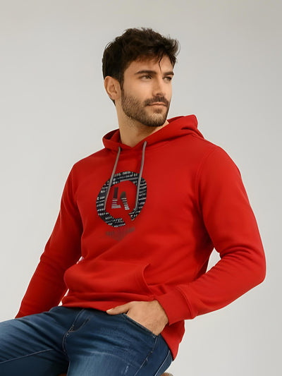 Red Printed Hoodie Sweatshirt