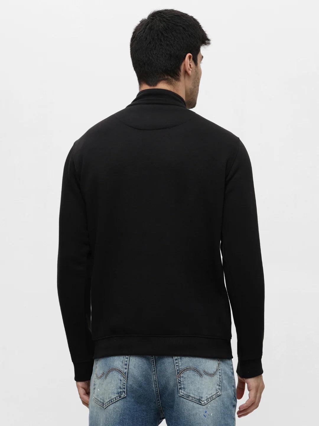 Black Zipper Solid Sweatshirt