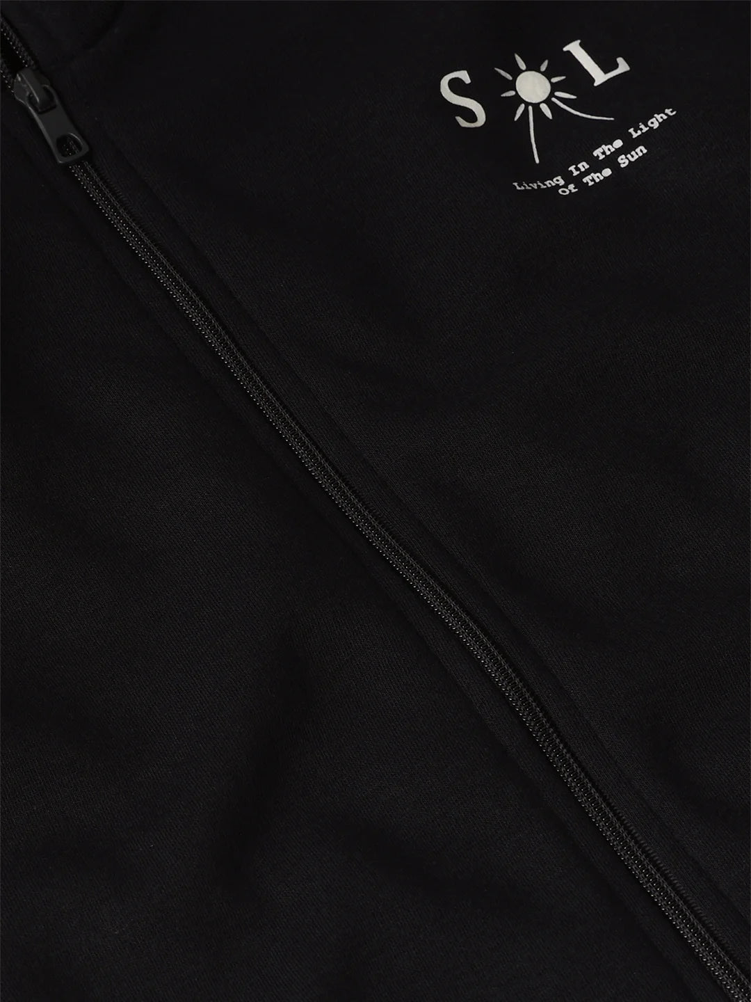 Black Zipper Printed Sweatshirt