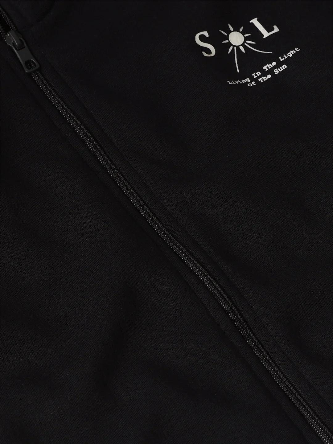 Black Zipper Solid Sweatshirt
