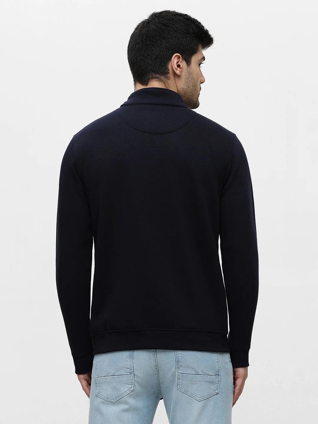 Navy Zipper Solid Sweatshirt