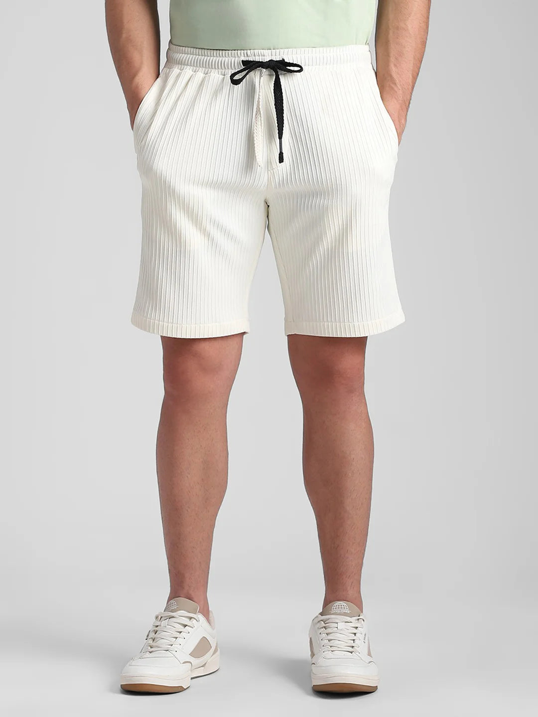 Off White Textured Short