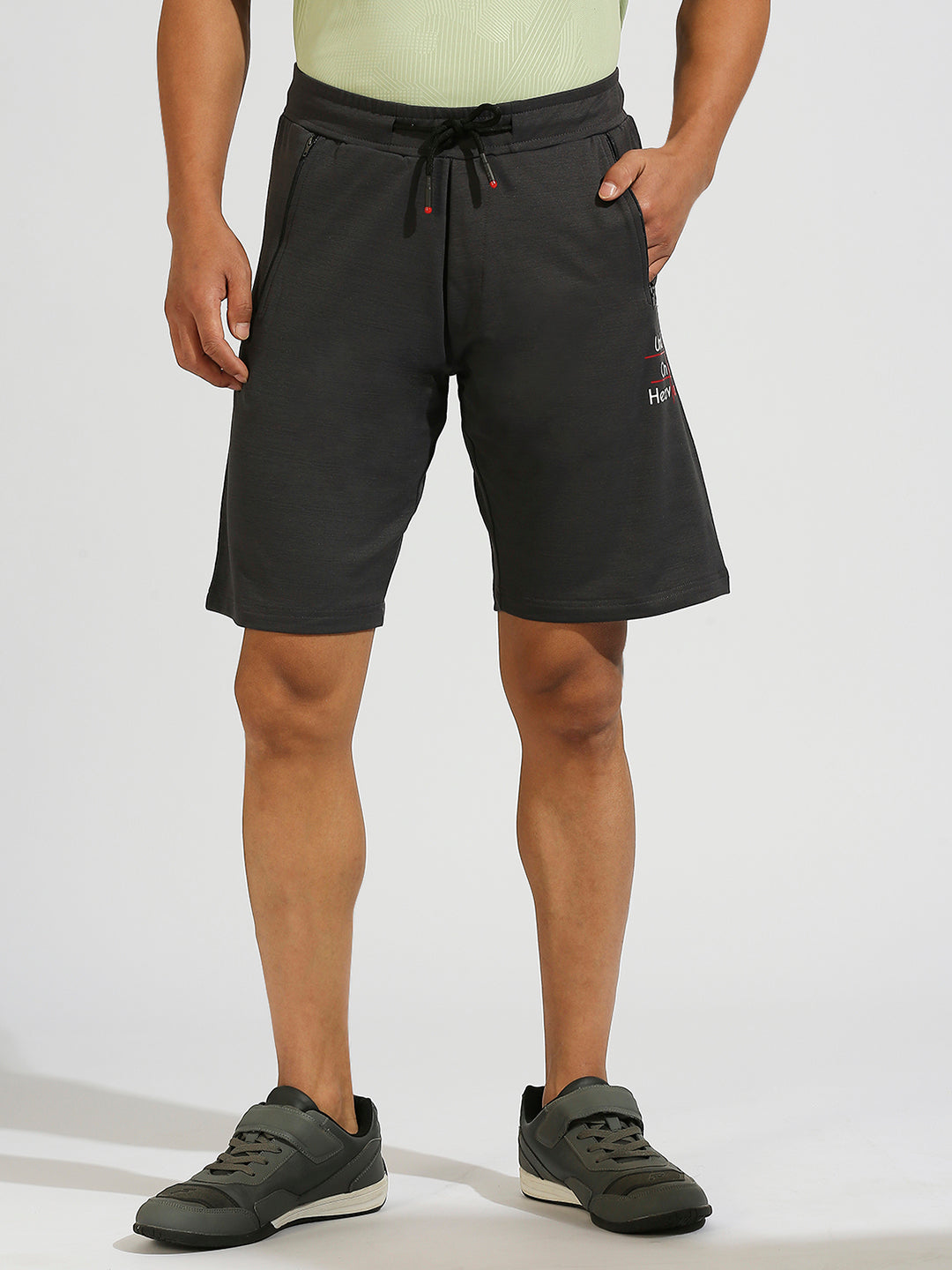 Casual Printed Dark Grey Straight Shorts