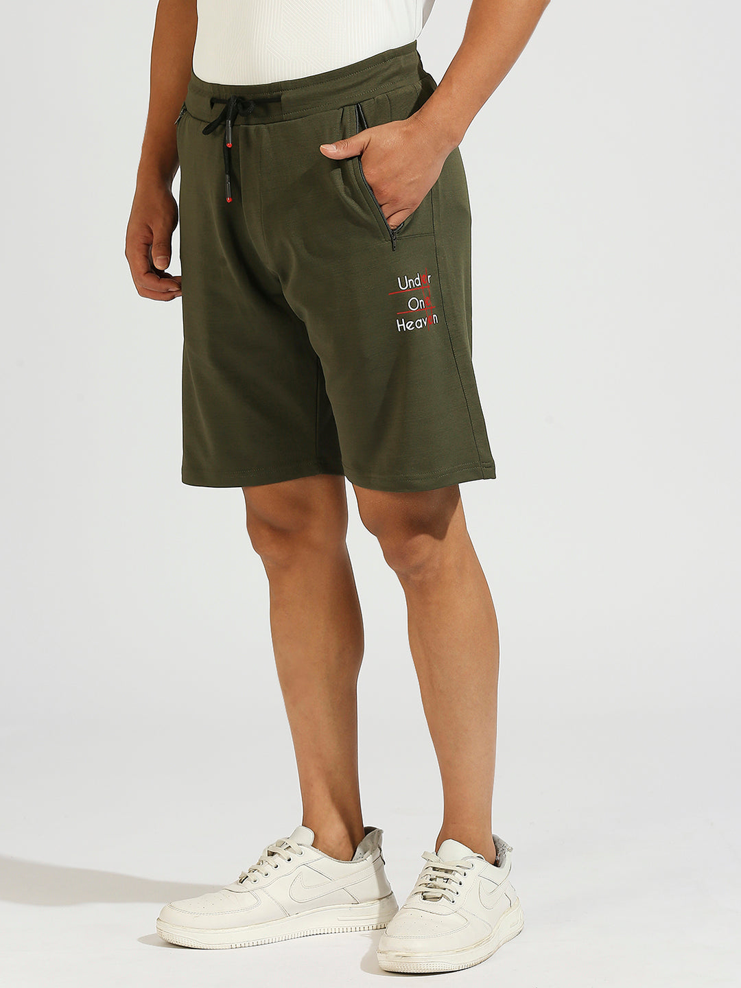 Casual Printed Olive Straight Shorts