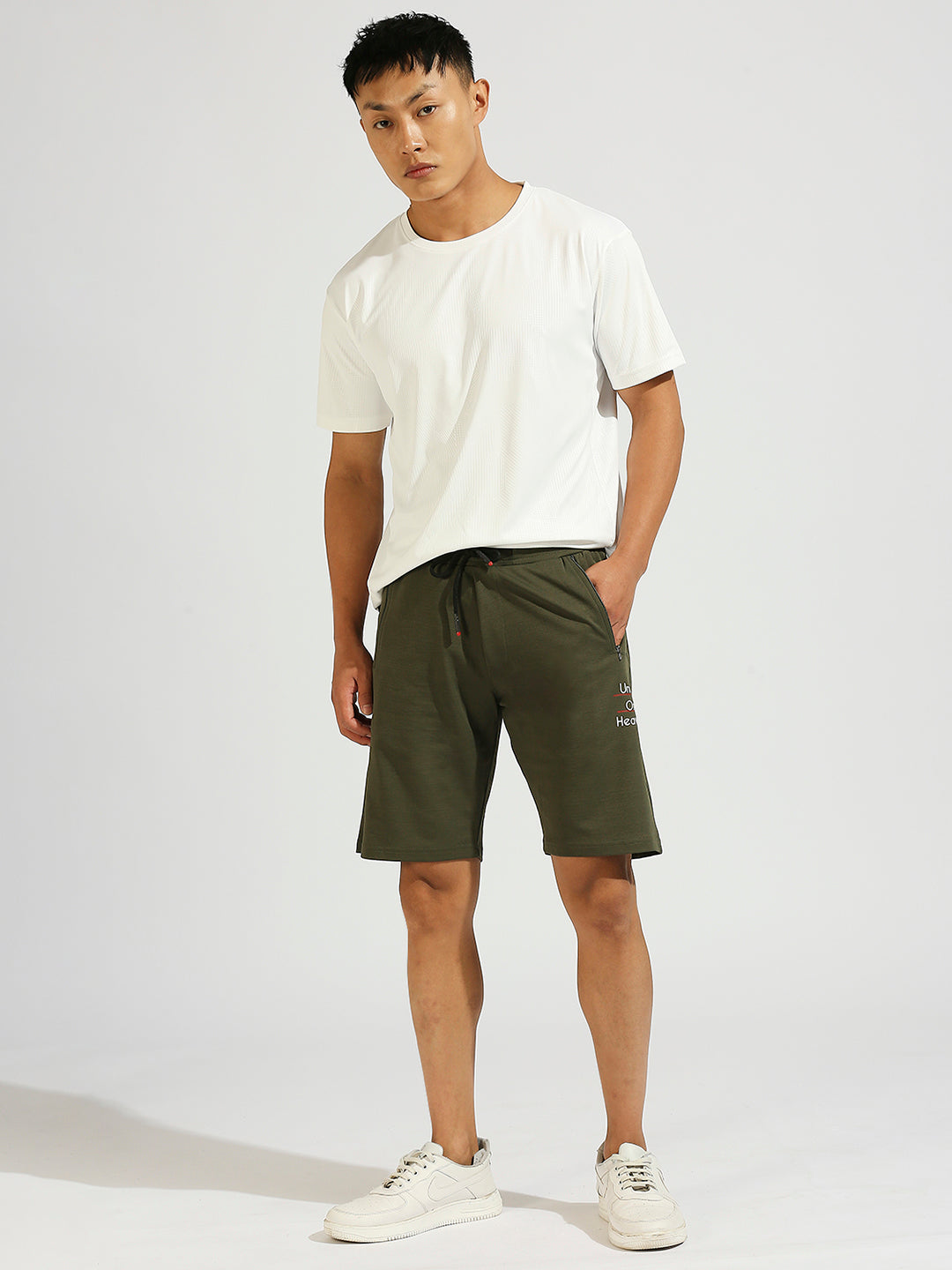 Casual Printed Olive Straight Shorts