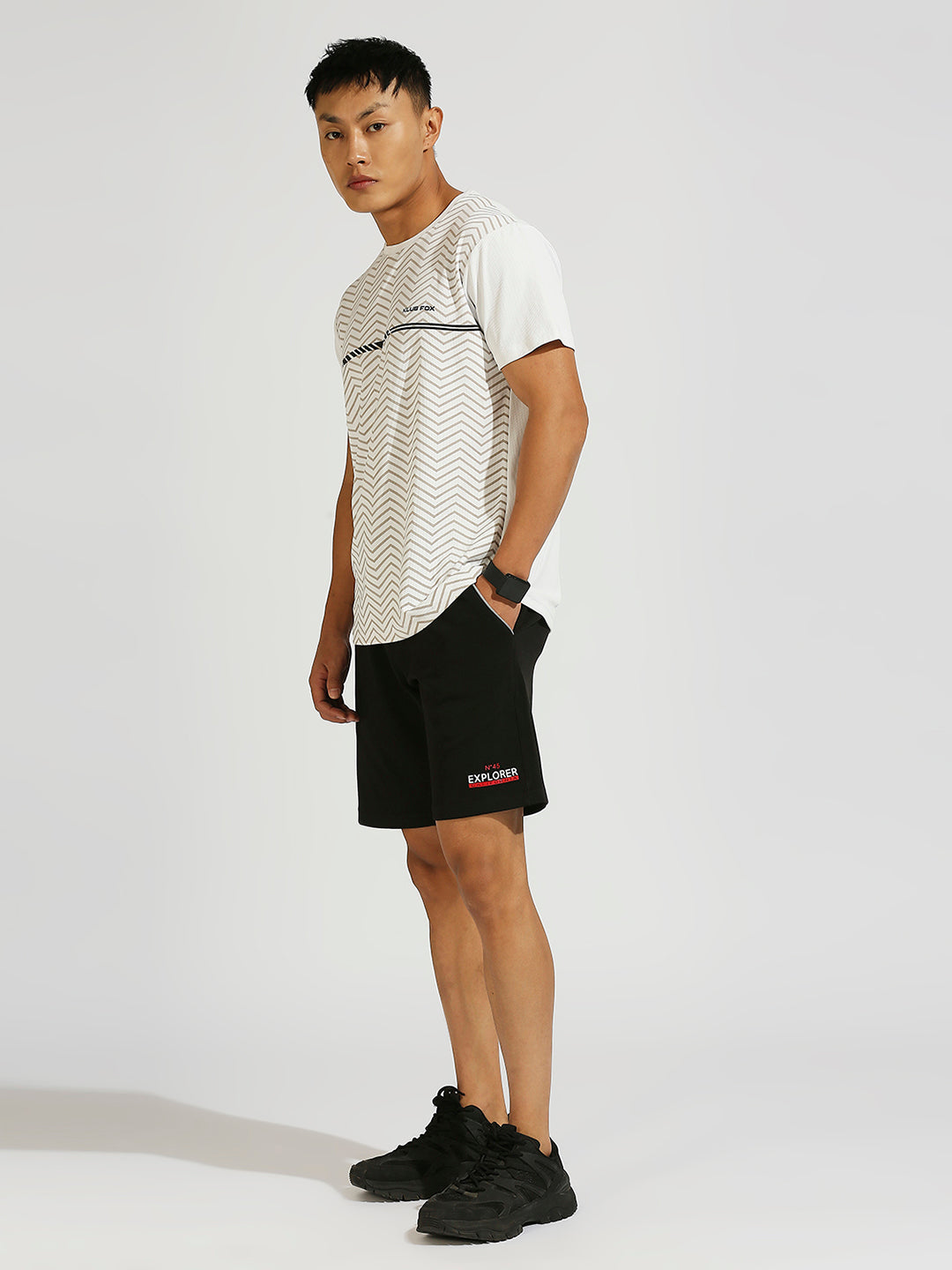 Cord Knit Black Regular Fit Straight Shorts