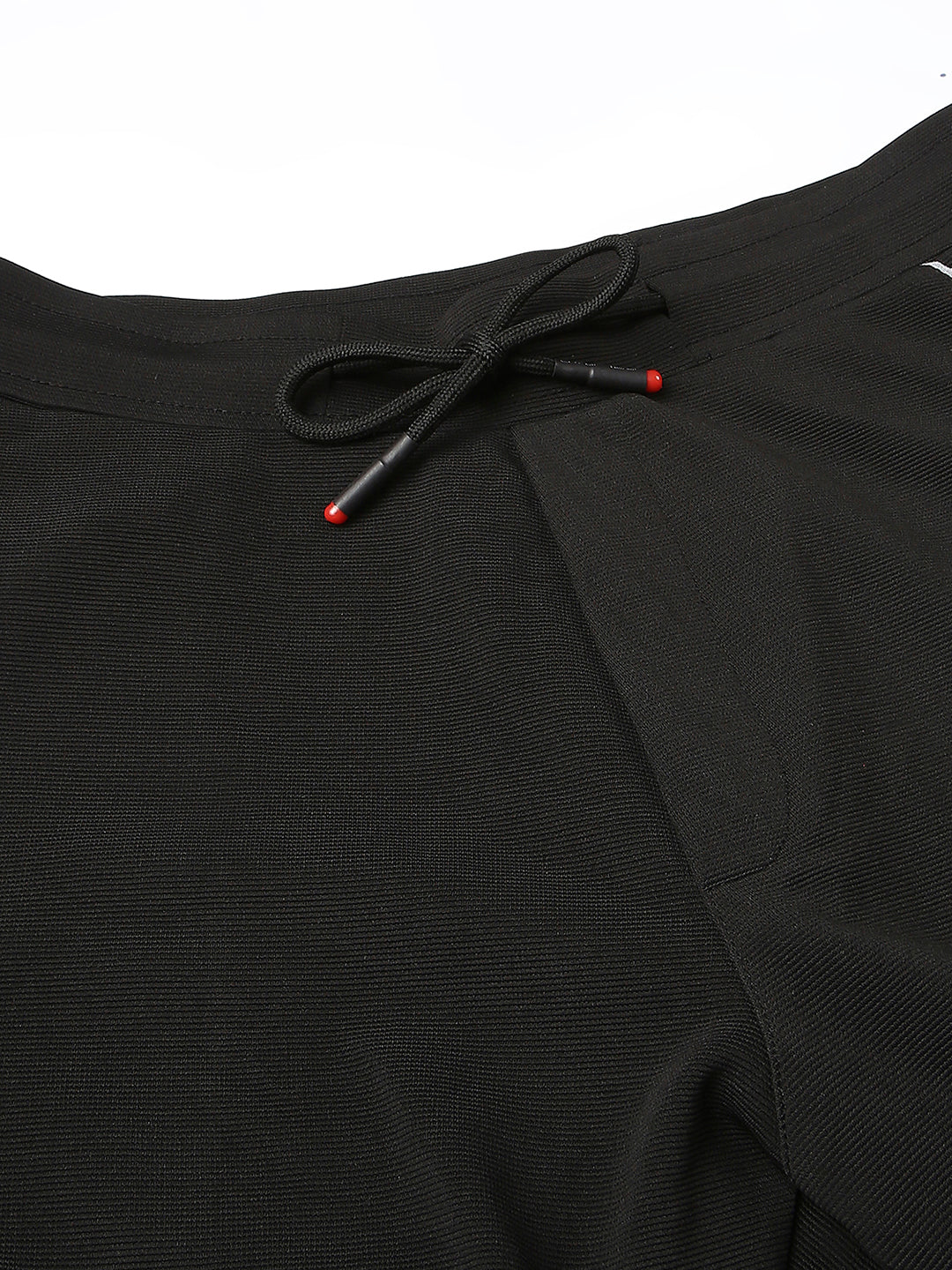 Cord Knit Black Regular Fit Straight Shorts