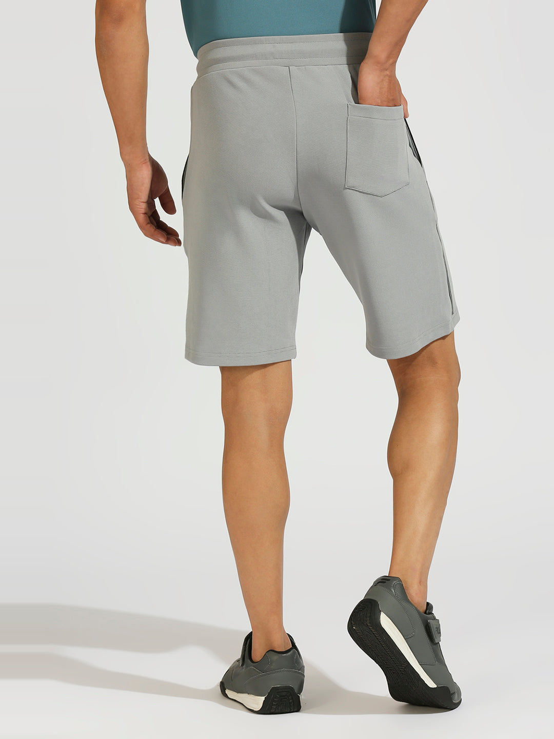 Cord Knit Light Grey Regular Fit Straight Shorts